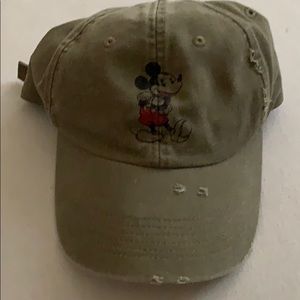 Distressed Olive Green Mickey Mouse Dad Hat